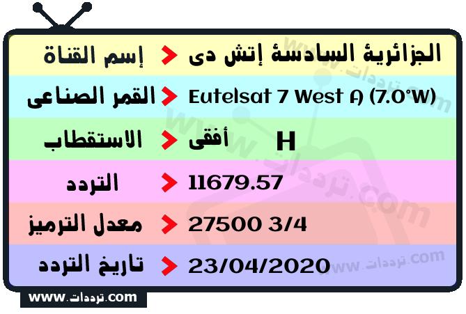 تردد قناة الجزائرية السادسة إتش دي على القمر يوتلسات 7 غربا 2024